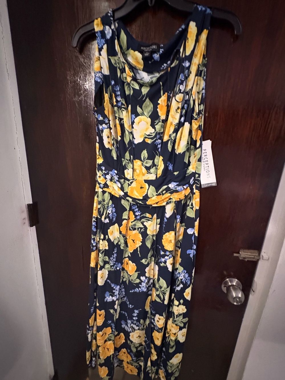 Bundle 3 for $25. NWT Perceptions Navy Maxi Dress with Floral Print. Size L.